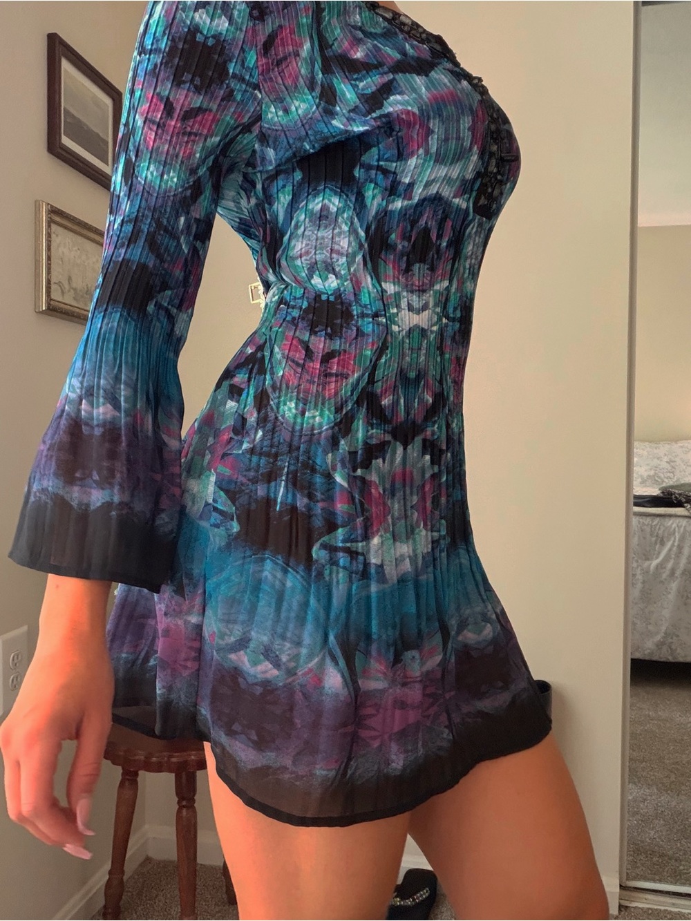 Alfani Y2K Boho Bell Sleeve Dress - Picture 3 of 4